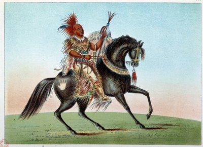 Indians of America: Equestrian portrait of an Indian chief of the tribe of Saxony and Foxes. Illustration by George Catlin by George Catlin