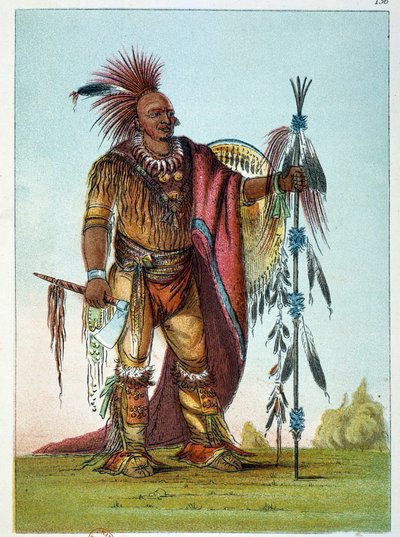 Indians of America: Portrait of a leader of the Saxons and Foxes tribe by George Catlin