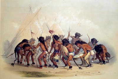 Indians of America Doing the Buffalo Dance. Lithograph by George Catlin by George Catlin