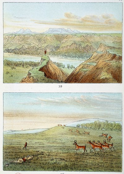 Indians of America: hunt for antelope. Engraving by George Catlin by George Catlin