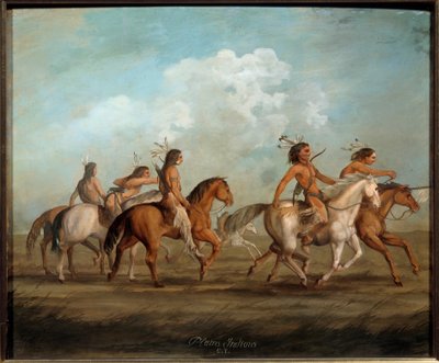 Native Americans on horseback by George Catlin