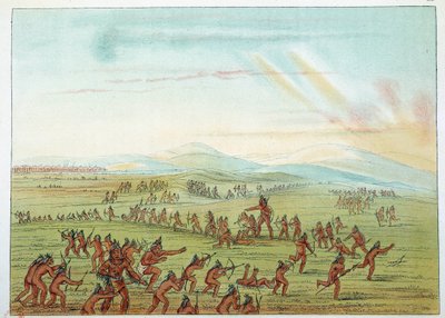 Indians of America: teaching hunting for Mandans children between 7 and 15 years old. Illustration by George Catlin by George Catlin