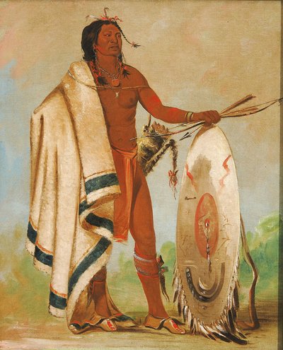 Kotz-a-tó-ah, Smoked Shield, a Distinguished Warrior by George Catlin