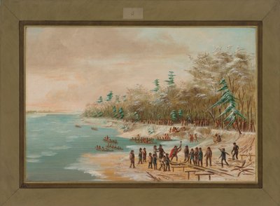 La Salle Driving the First Bolt for the Griffin, January 26th 1679 by George Catlin