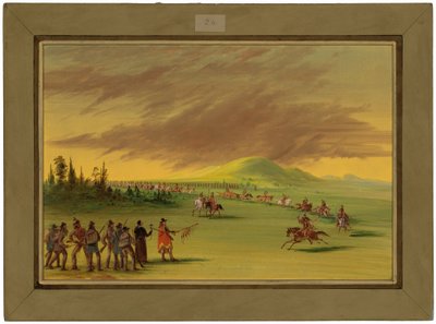 La Salle Meets a War Party of Cenis Indians on a Texas Prairie. April 25, 1686 by George Catlin