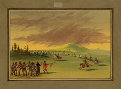 La Salle Meets a War Party of Cenis Indians on a Texas Prairie, April 25th 1686 by George Catlin