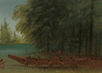 Launching a Canoe - Nayas Indians, 1855-1869 by George Catlin