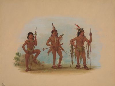 Lengua Medicine Man with Two Warriors, 1854-1869 by George Catlin