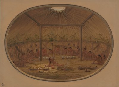 Mandan Ceremony - The Water Sinks Down by George Catlin