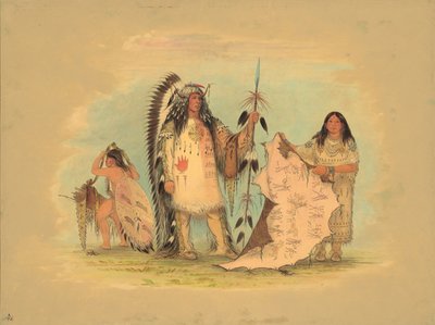 Mandan War Chief with His Favorite Wife by George Catlin