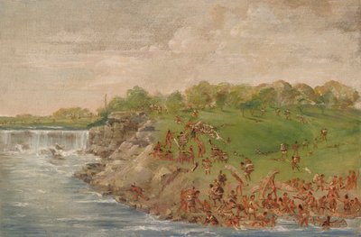 Ojibwa Portaging Around the Falls of St. Anthony by George Catlin