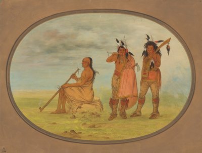 Old Menomonie Chief with Two Young Beaux by George Catlin
