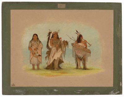 Omaha Chief, His Wife, and a Warrior by George Catlin