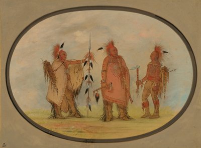 Osage Chief with Two Warriors by George Catlin