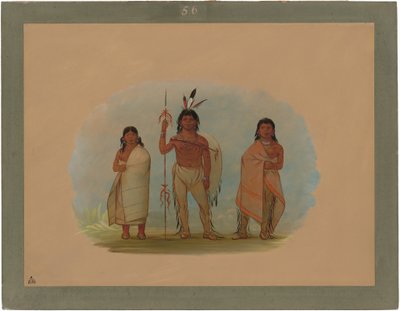 Ottawa Chief, His Wife, and a Warrior by George Catlin