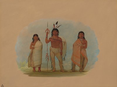 Ottowa Chief, His Wife, and a Warrior by George Catlin