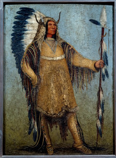 Portrait of an Indian Chief in Festive Costume by George Catlin