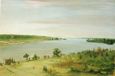 Sault Ste. Marie, Showing the United States Garrison in the Distance by George Catlin