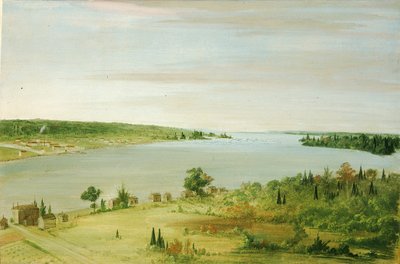 Sault Ste. Marie, Showing the United States Garrison in the Distance by George Catlin
