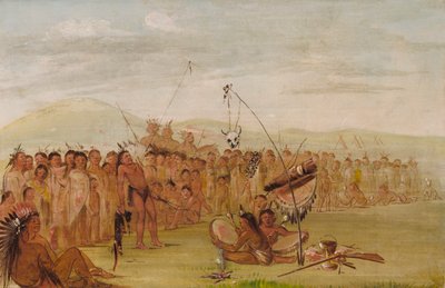 Self-torture in a Sioux Religious Ceremony by George Catlin