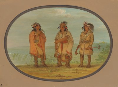 Seneca Chief, Red Jacket, with Two Warriors, 1861-1869 by George Catlin