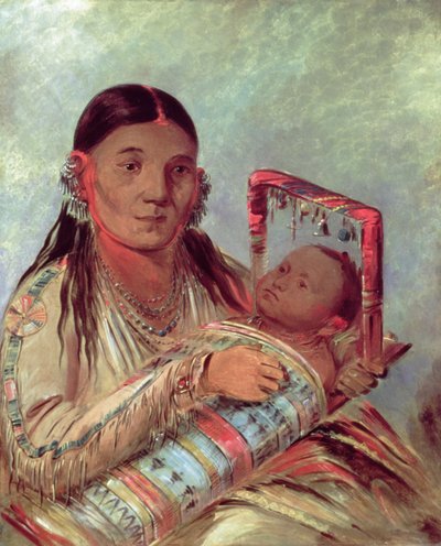 Sioux mother and baby by George Catlin