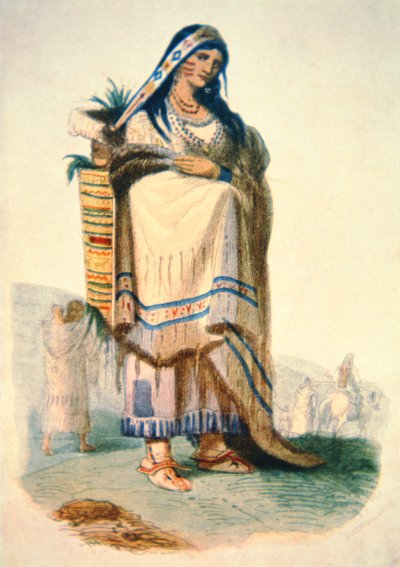 Sioux mother with baby in a cradleboard by George Catlin