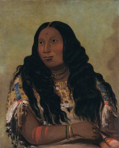 Tchon-su-mons-ka, Sand Bar, Wife of the Trader François Chardon by George Catlin