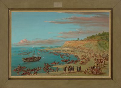 The Griffin Entering the Harbor at Mackinaw, August 27th 1679 by George Catlin