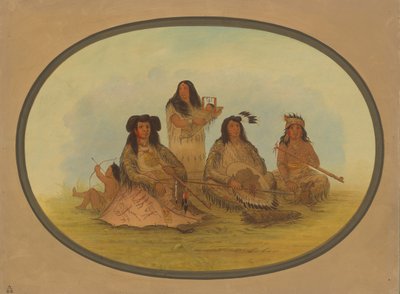The Sioux Chief with Several Indians by George Catlin