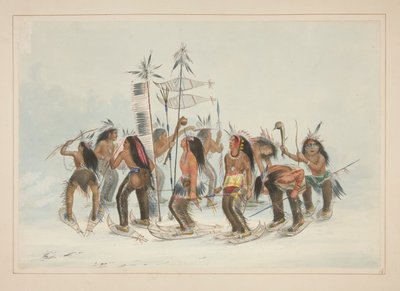 The Snow-Shoe Dance, Plate 14 from the North American Indian Portfolio by George Catlin