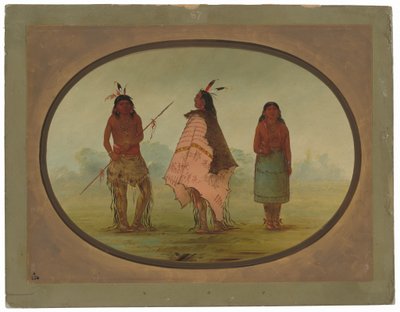 Two Apachee Warriors and a Woman by George Catlin