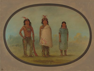 Two Chippewyan Warriors and a Woman by George Catlin