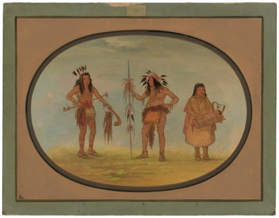 Two Ojibbeway Warriors and a Woman by George Catlin