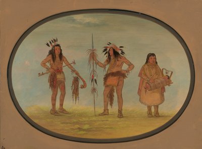 Two Ojibbeway Warriors and a Woman by George Catlin