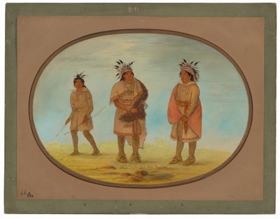Two Weeah Warriors and a Woman by George Catlin