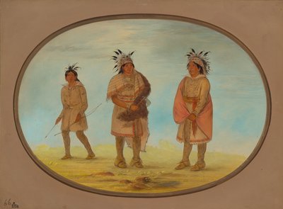 Two Weeah Warriors and a Woman by George Catlin