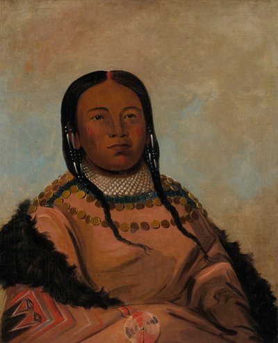 Wi-lóoh-tah-eeh-tcháh-ta-máh-nee, Red Thing That Touches in Marching, Daughter of Black Rock, 1832 by George Catlin