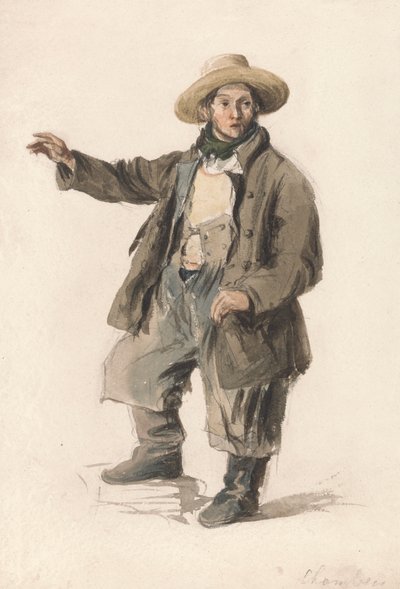 Fish Porter in a Straw Hat by George Chambers