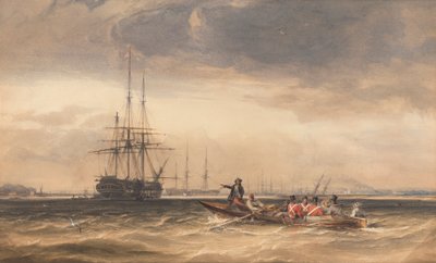 Soldiers Being Rowed Out to an Indiaman at Northfleet by George Chambers