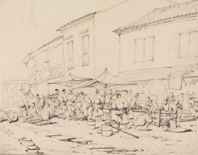 A Market Place and Crowd by George Chinnery