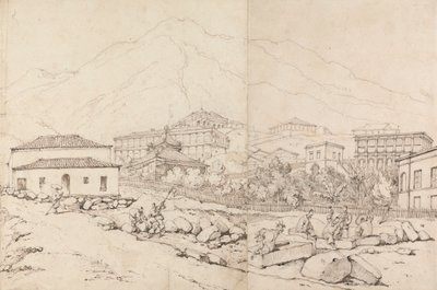 Building on a Hillside in a Mountainous Village (China?) by George Chinnery