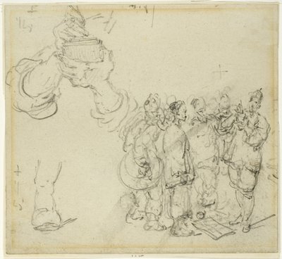 Sheet of Studies: Hands and Group of Oriental Figures by George Chinnery