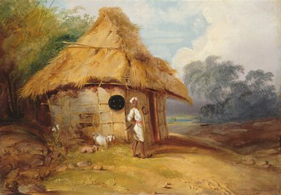 View in Southern India, with a Warrior Outside his Hut by George Chinnery