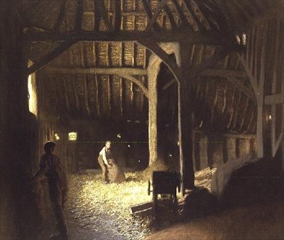 Barn Interior with Working Boys by George Clausen