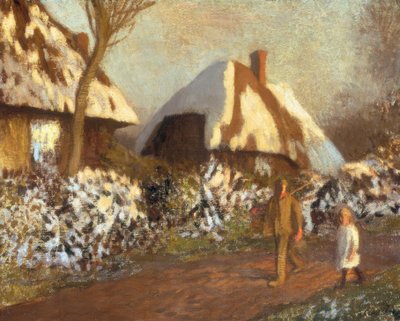 Cottages on a Frosty Evening by George Clausen