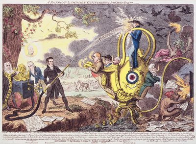 A Patriot Luminary Extinguishing Noxious Gas!!! 1817 by George Cruikshank
