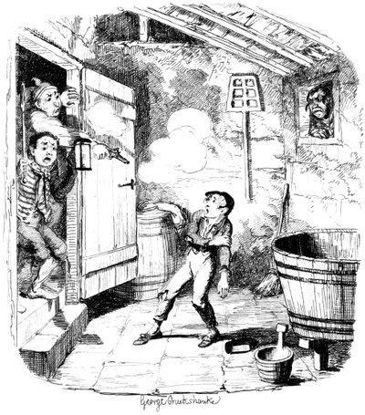 A Man Shoots a Young Boy Who He Suspects of Stealing by George Cruikshank