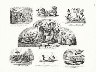 Cartoons by George Cruikshank on the theme of outsized ladies