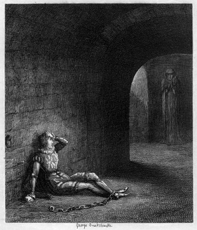 Cuthbert Cholmondeley surprised by the appearance of a mysterious figure by George Cruikshank